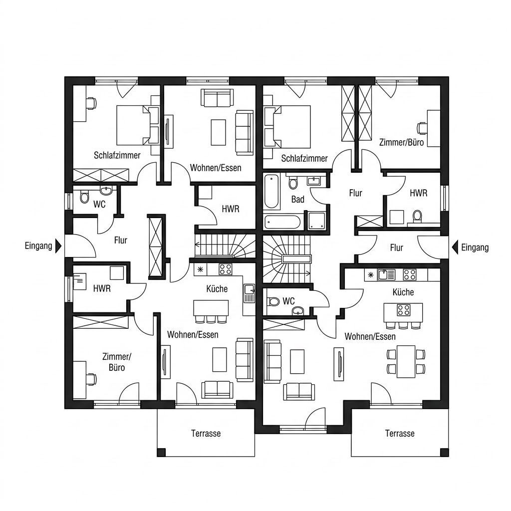 Grundriss Zweifamilienhaus 491 von Heinz von Heiden — 175 m², 7 Zimmer