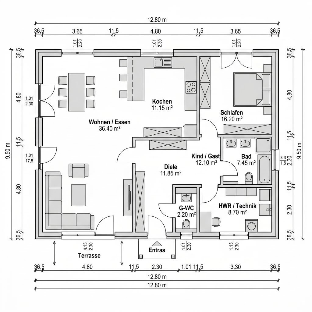 Grundriss Zweifamilienhaus Domizil 200 von Heinz von Heiden Massivhäuser — 200 m², 7 Zimmer