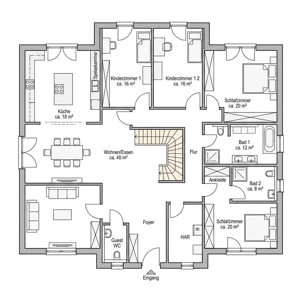 Grundriss Point 184.1 von Danwood — 184 m², 6 Zimmer