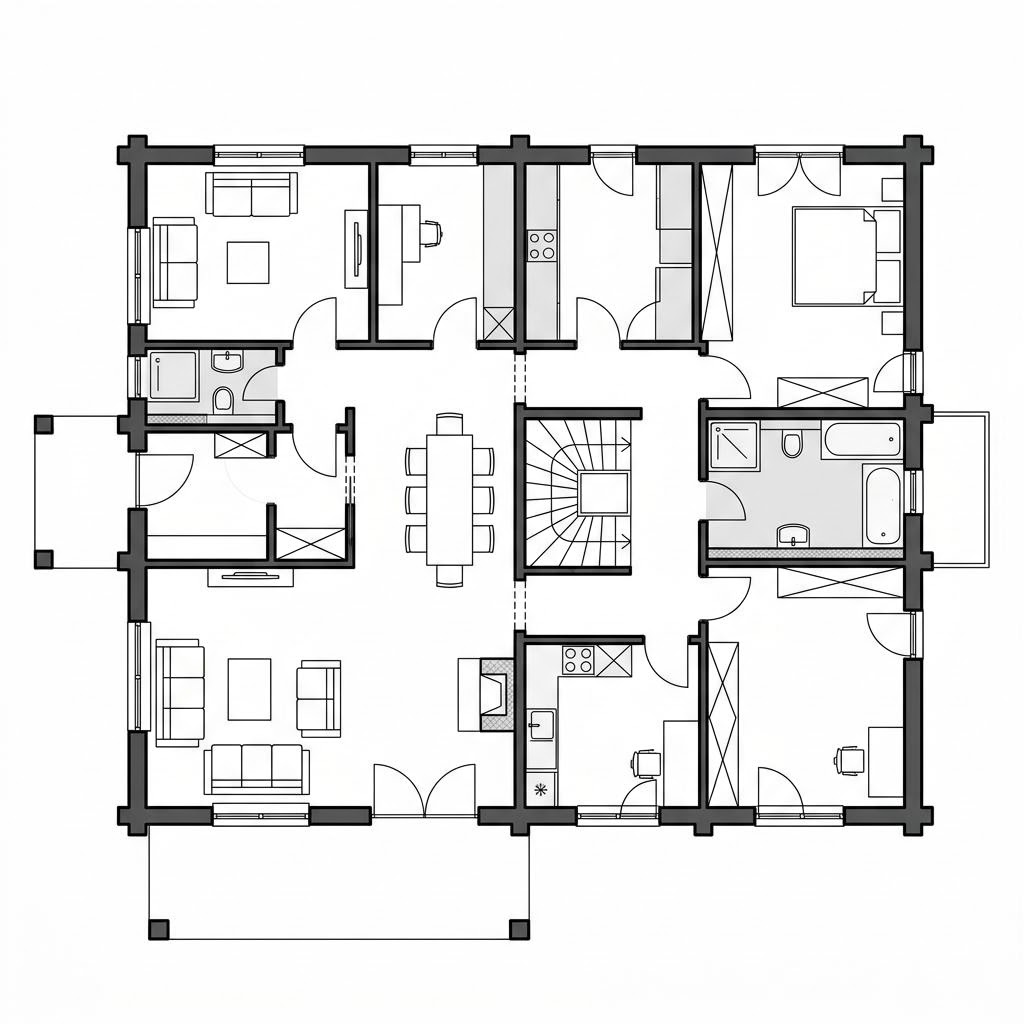 Grundriss Blockhaus Classic 150 von LéonWood — 150 m², 5 Zimmer