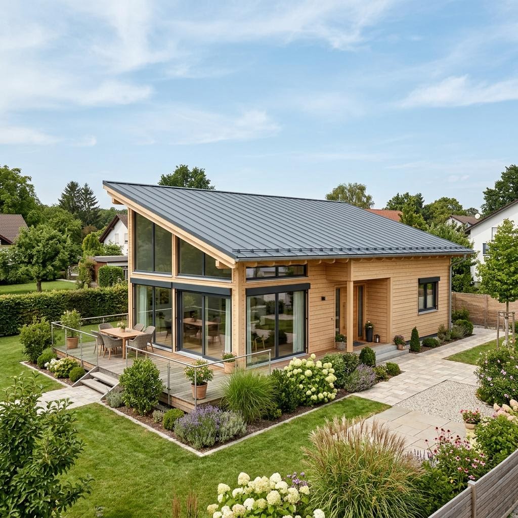 Holzhaus Blockhaus Koli 98 von Honka Blockhaus — Massivholz-Bungalow mit Pultdach und 98 m²