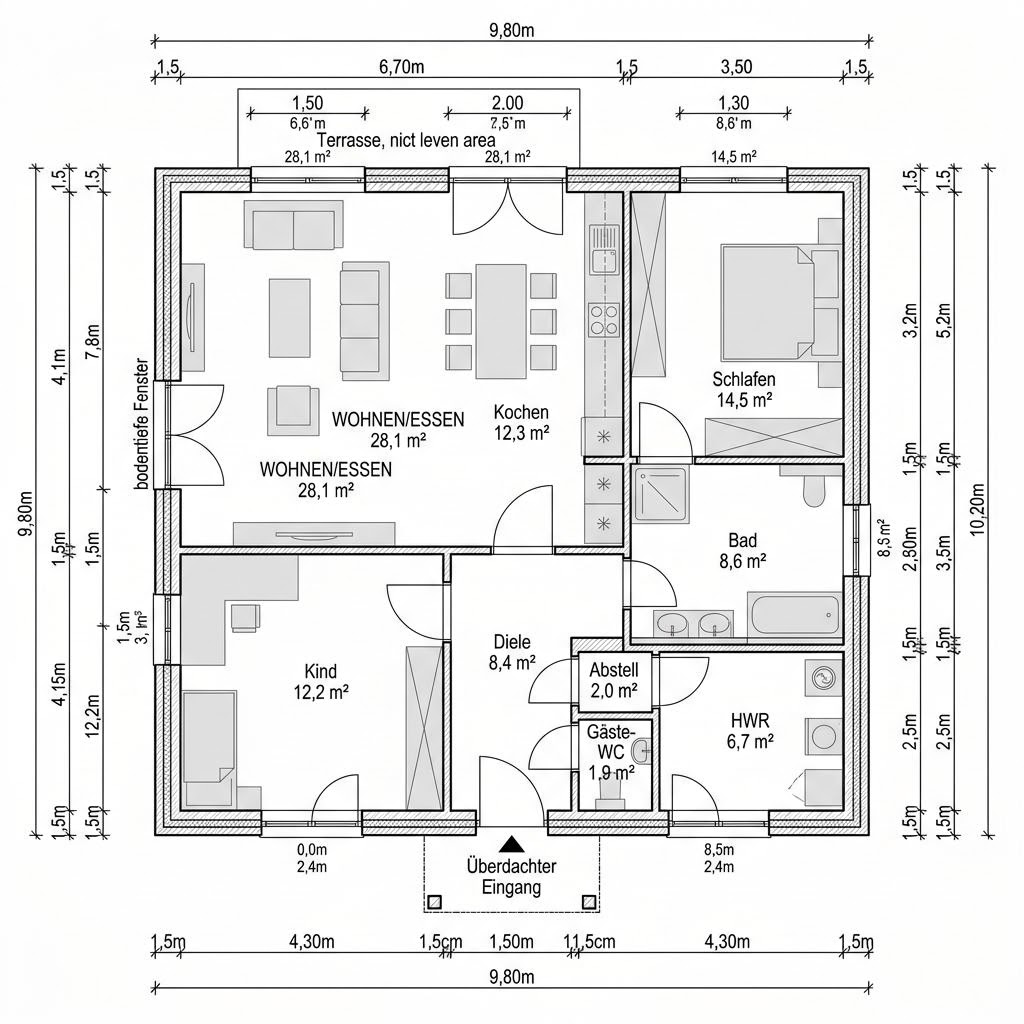 Grundriss Blockhaus Koli 98 von Honka Blockhaus — 98 m², 3 Zimmer