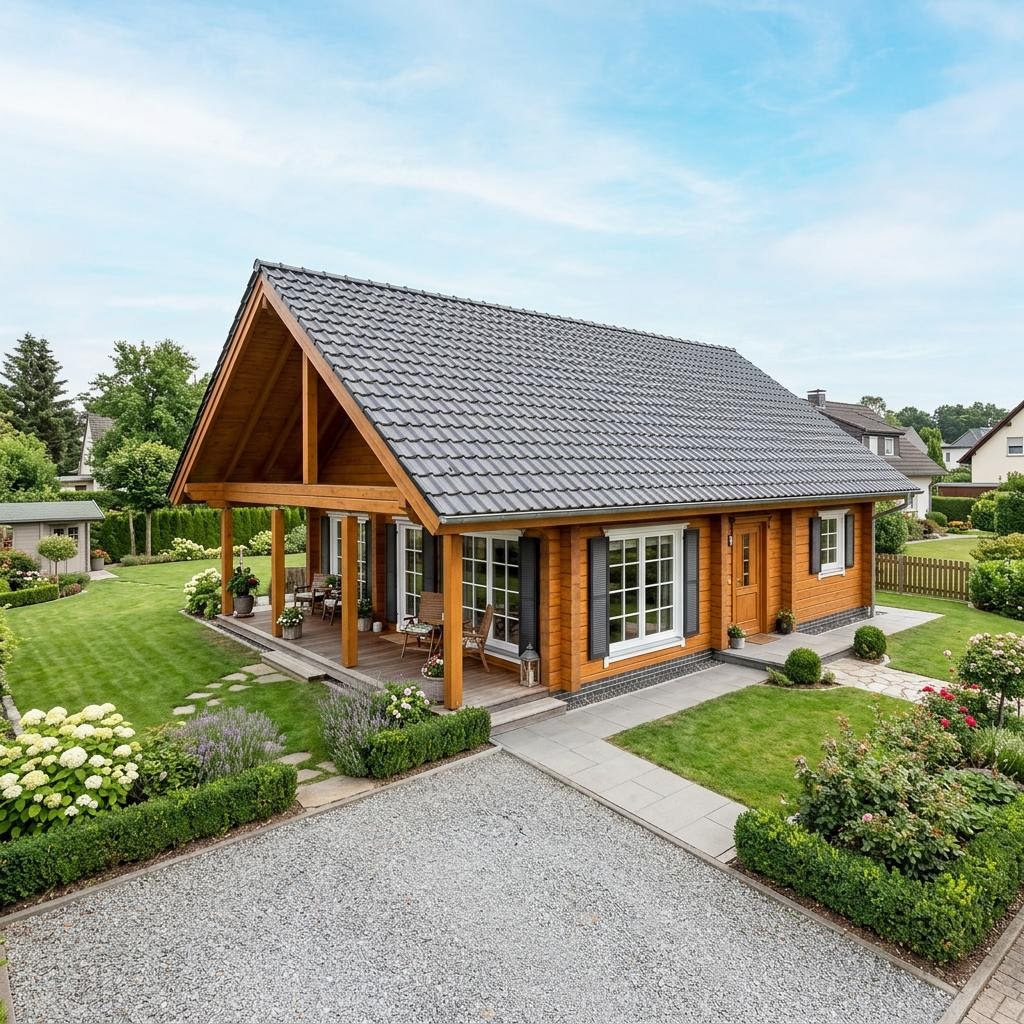 Blockhaus Kuusamo 112 von Honka Blockhaus mit Schleppdach — ebenerdiges finnisches Massivholzhaus mit 112 m²