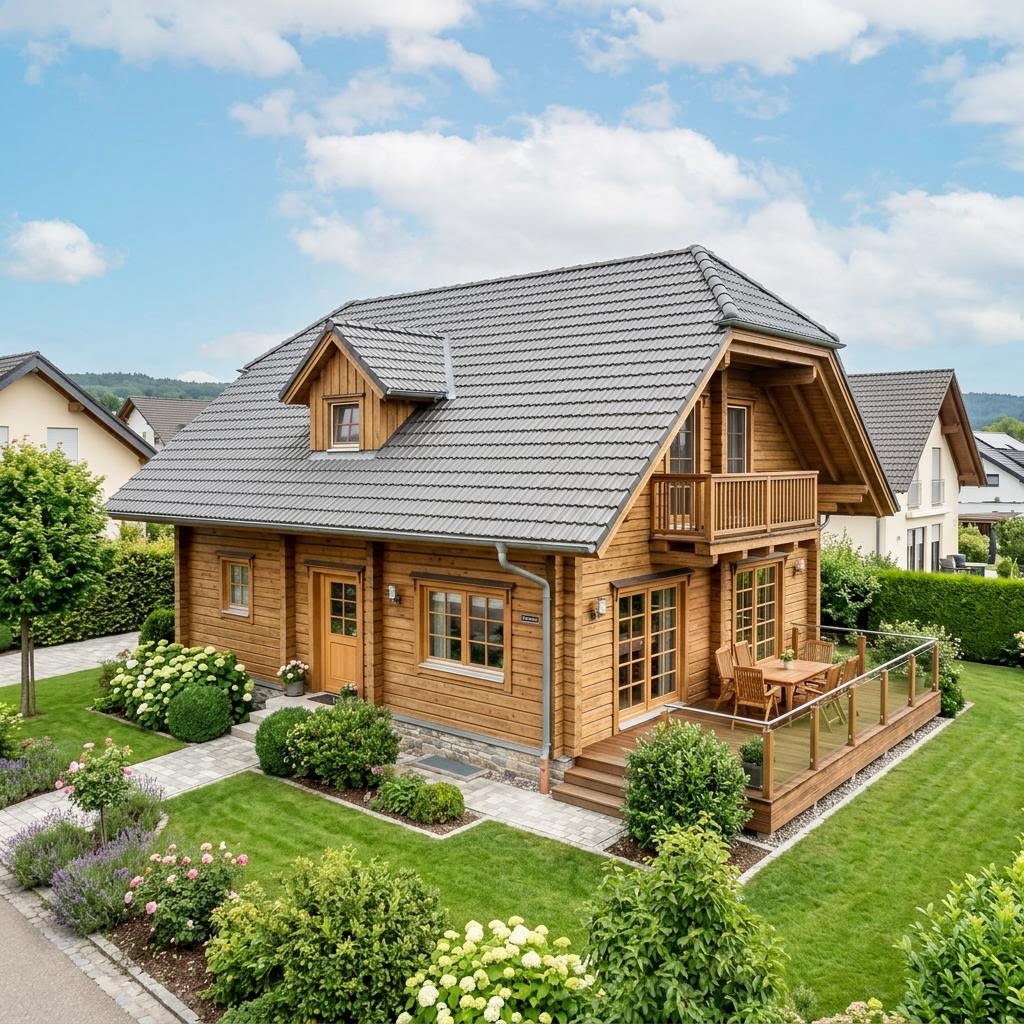 Blockhaus Lappi 126 von Honka Blockhaus mit Krüppelwalmdach — finnisches Massivholzhaus mit 126 m²