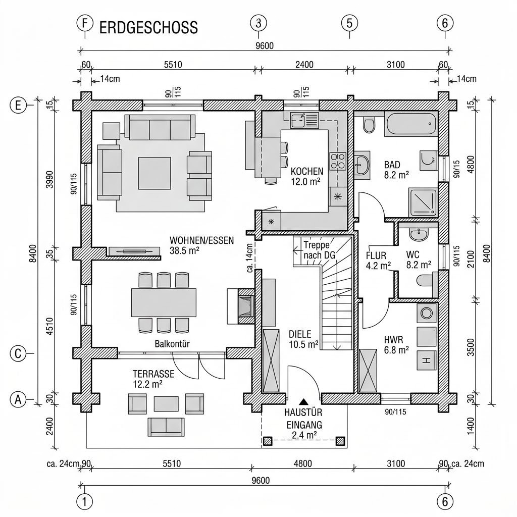 Grundriss Blockhaus Saimaa 154 von Honka Blockhaus — 154 m², 6 Zimmer