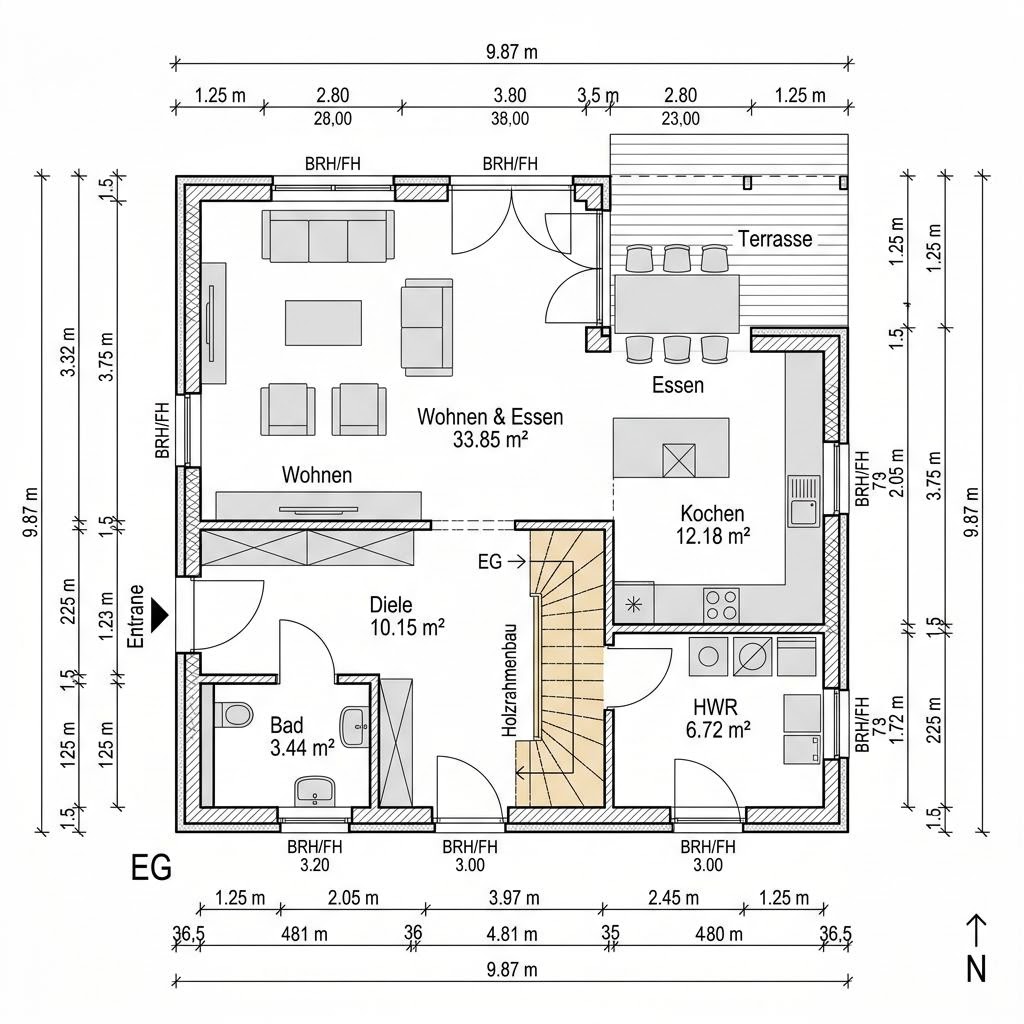 Grundriss Blockhaus Tahko 152 von Honka Blockhaus — 152 m², 5 Zimmer
