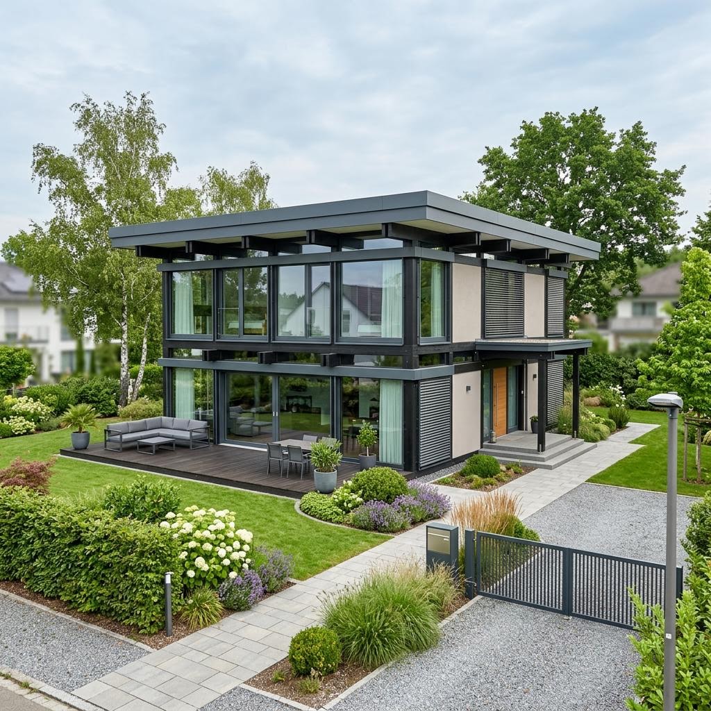 Flachdachhaus ART Flachdach 190 von HUF HAUS — Fachwerk-Konstruktion mit 190 m²
