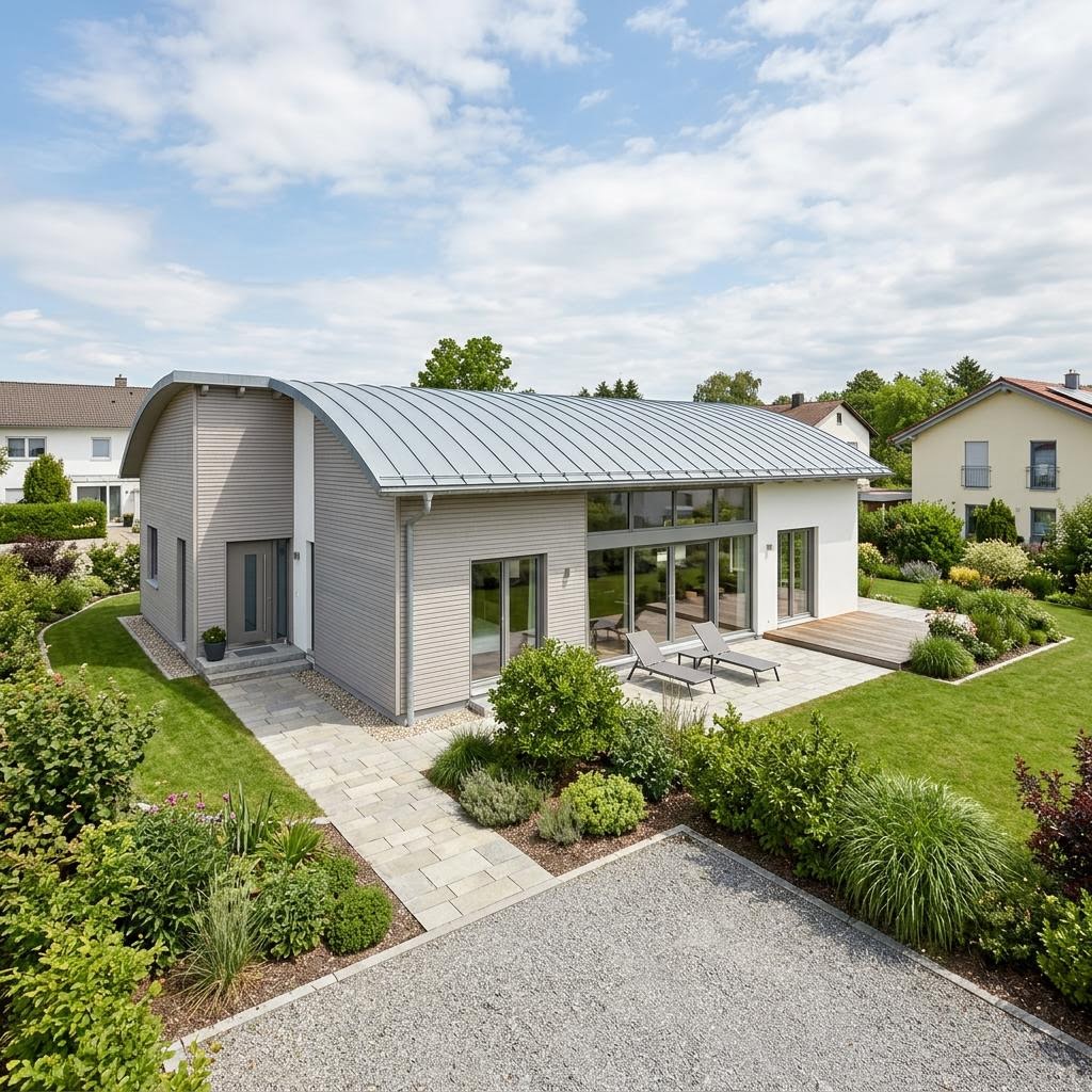 Einfamilienhaus Modum Tonne 160 von WeberHaus mit Tonnendach — 160 m²