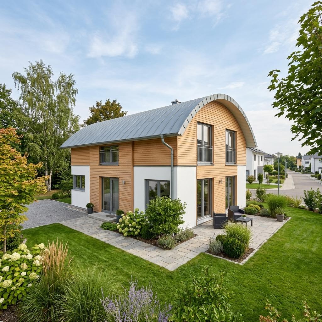 Einfamilienhaus Purea Tonne 138 von KAMPA mit Tonnendach — 138 m²