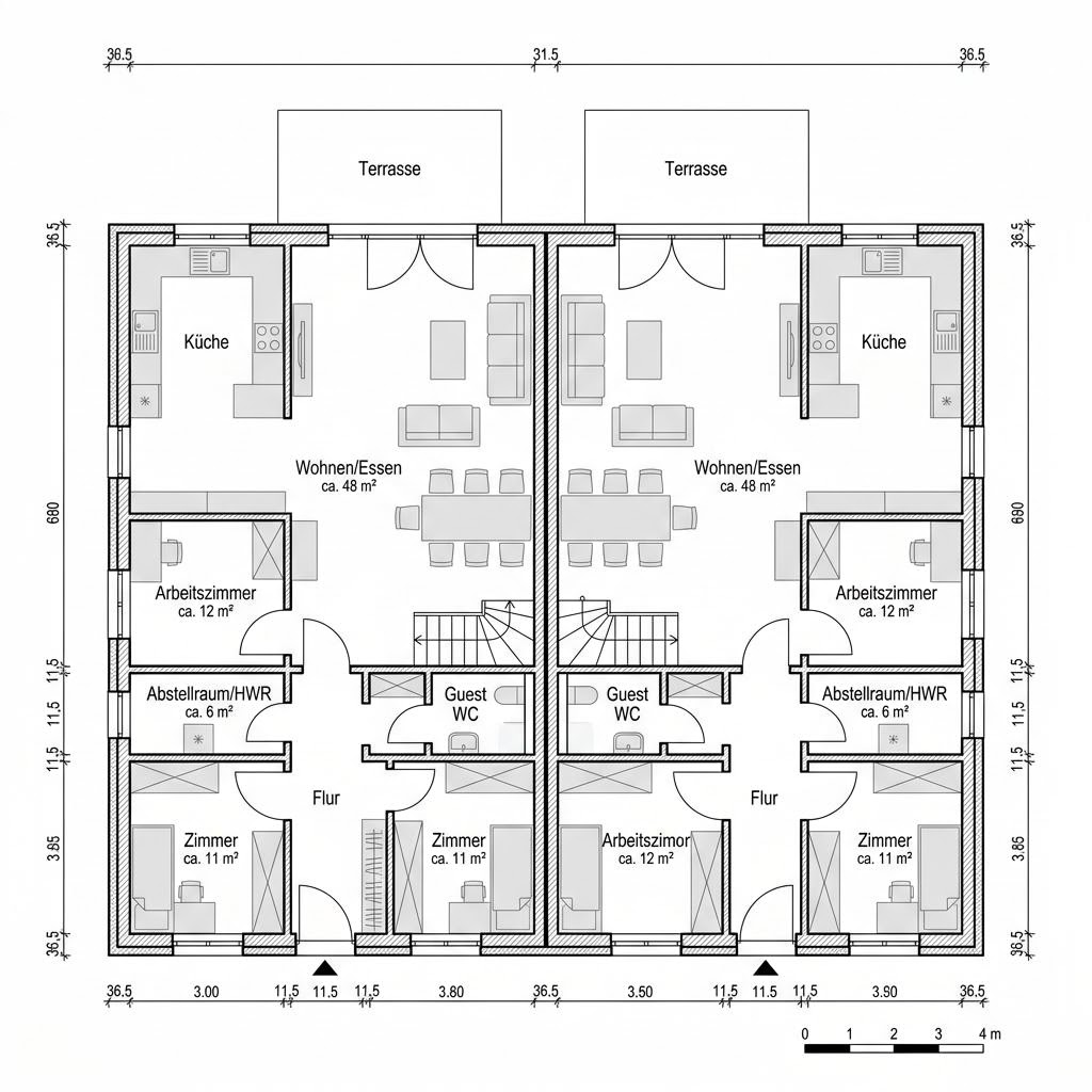Grundriss Doppelhaus Aura von Kern-Haus — 125 m², 5 Zimmer