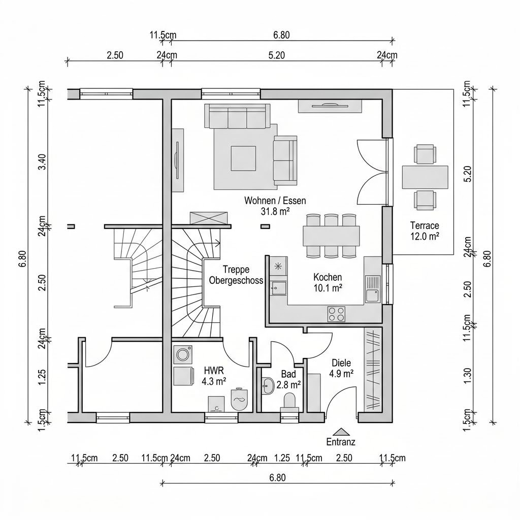 Grundriss Doppelhaus Twin 118 von Kern-Haus — 118 m², 4 Zimmer