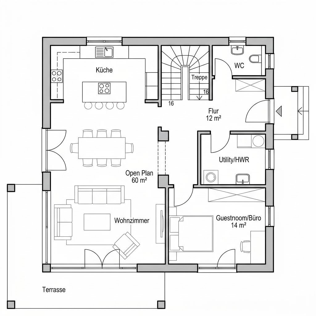Grundriss Family Line 140 von Kern-Haus — 140 m², 5 Zimmer