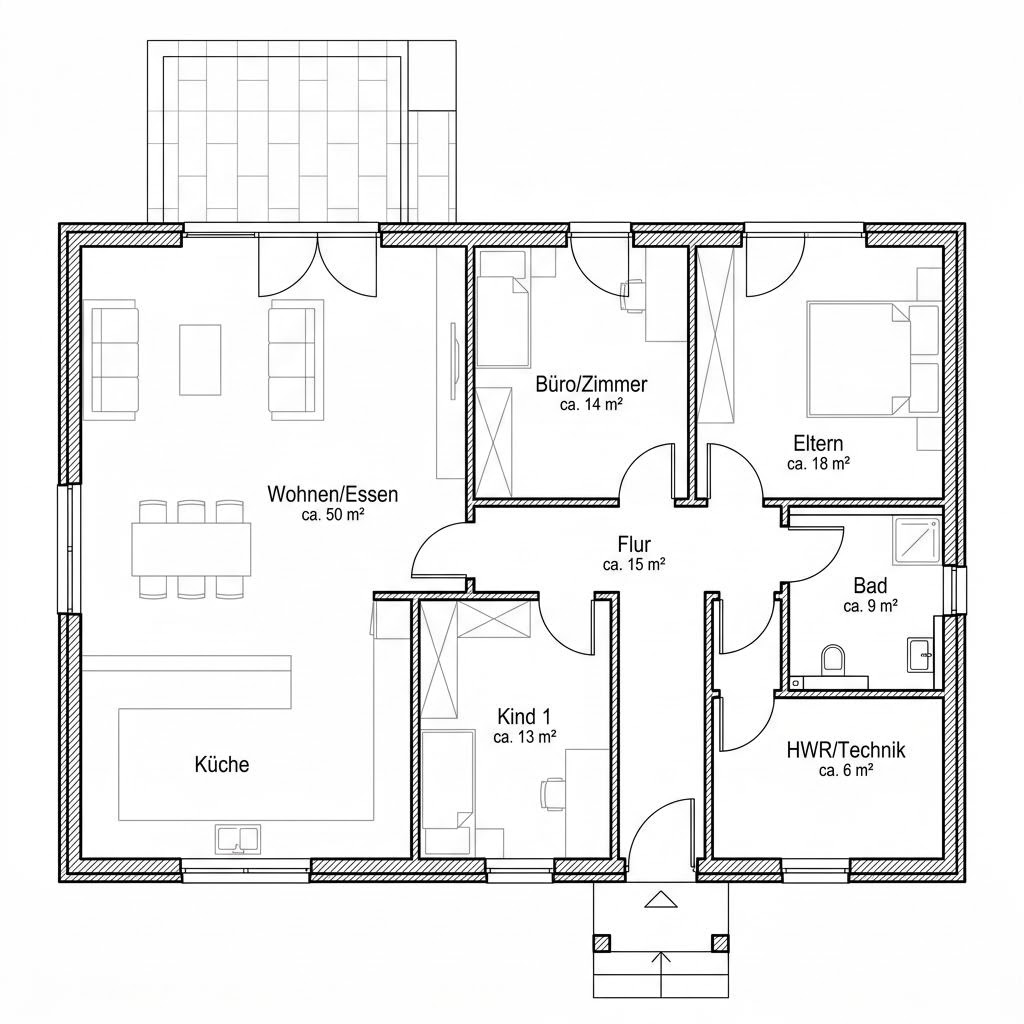 Grundriss Family One 125 von Kern-Haus — 125 m², 4 Zimmer