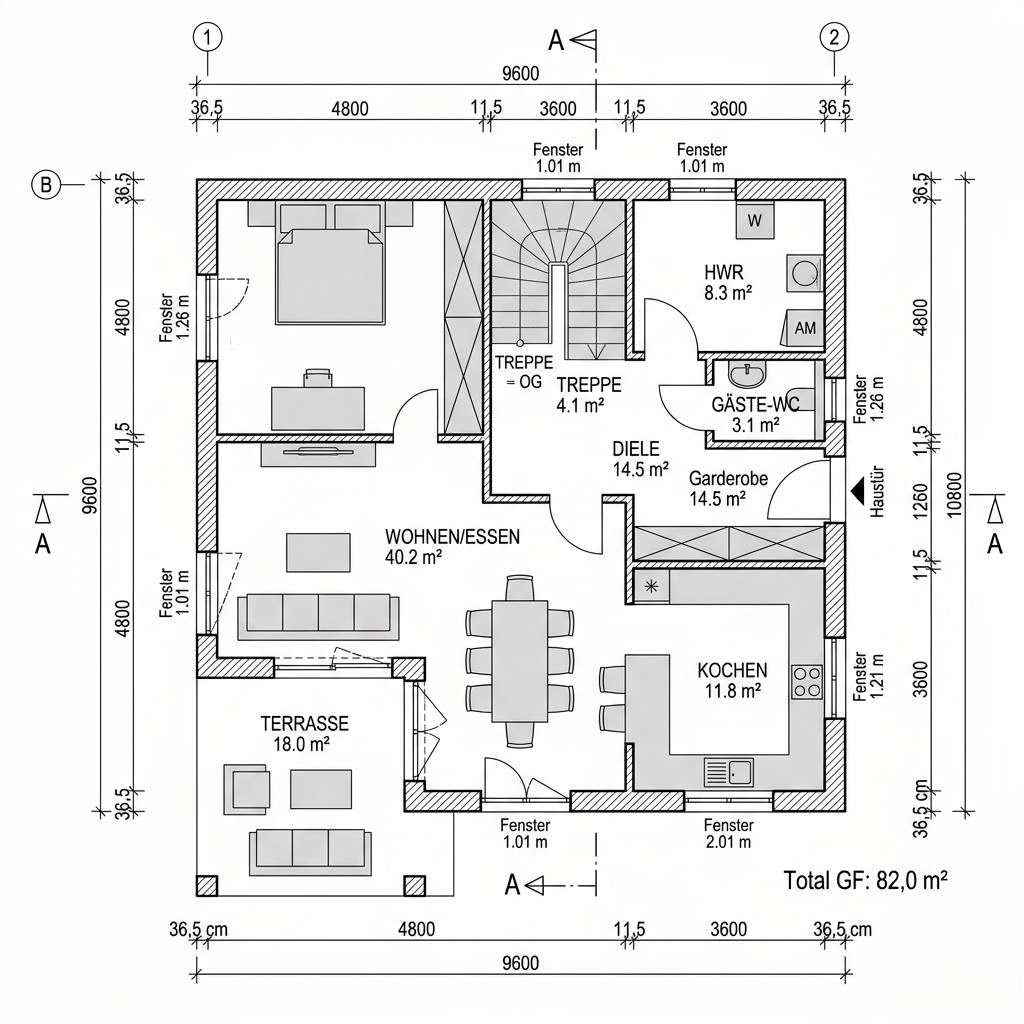 Grundriss Signum VP 142 von Kern-Haus — 142 m², 5 Zimmer
