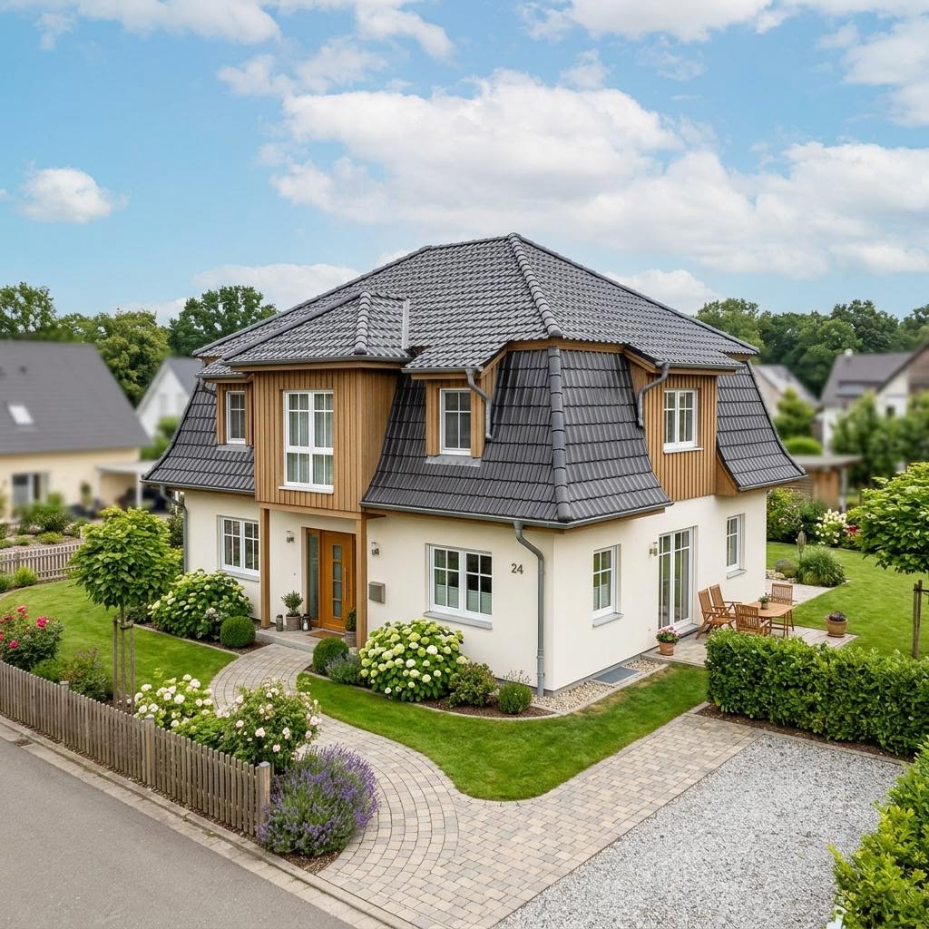 Einfamilienhaus Landhaus Mansarde 146 von LEHNER HAUS mit Mansarddach — 146 m²