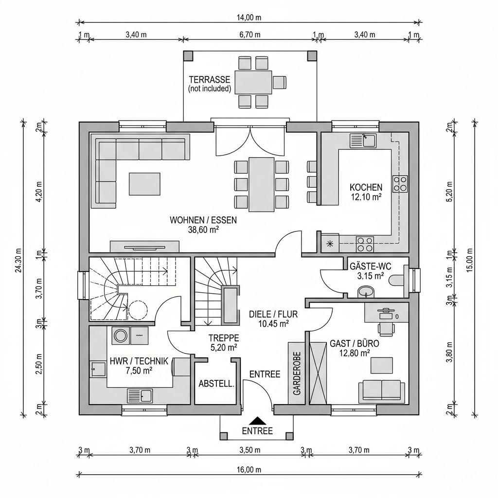 Grundriss Landhaus Mansarde 146 von LEHNER HAUS — 146 m², 5 Zimmer
