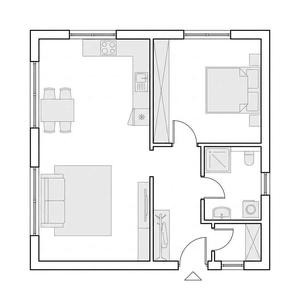 Grundriss Solo 68 von LéonWood — 68 m², 2 Zimmer
