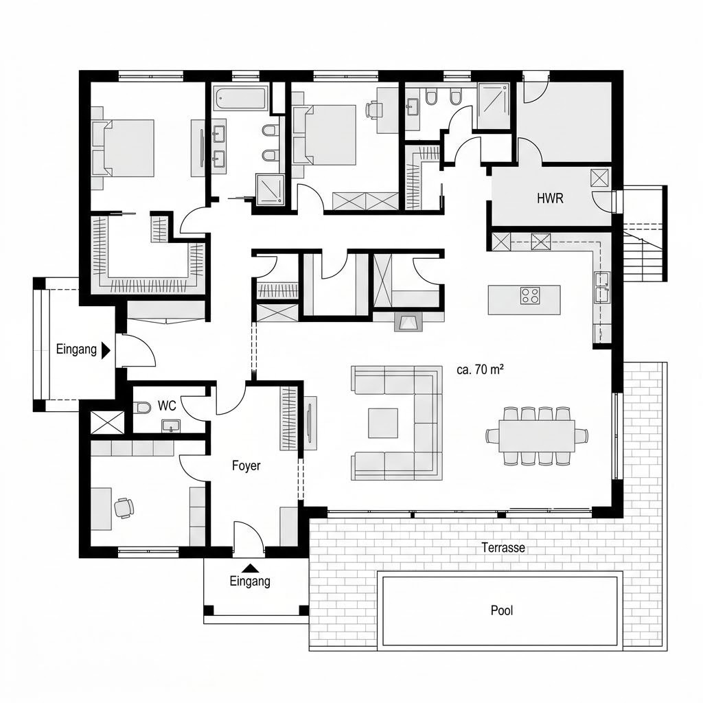 Grundriss Pultdach 175 von LUXHAUS — 175 m², 5 Zimmer