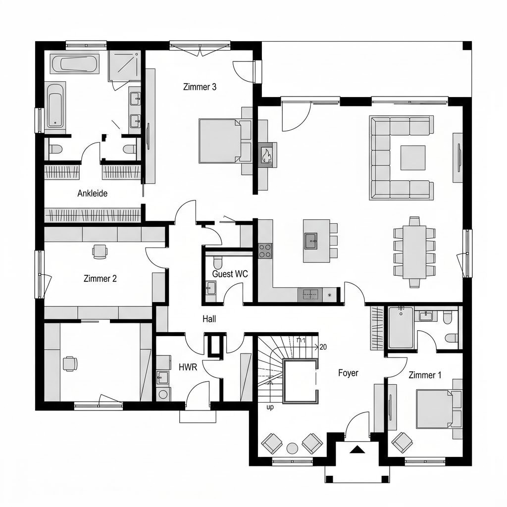 Grundriss Satteldach Klassik 198 von LUXHAUS — 198 m², 5 Zimmer