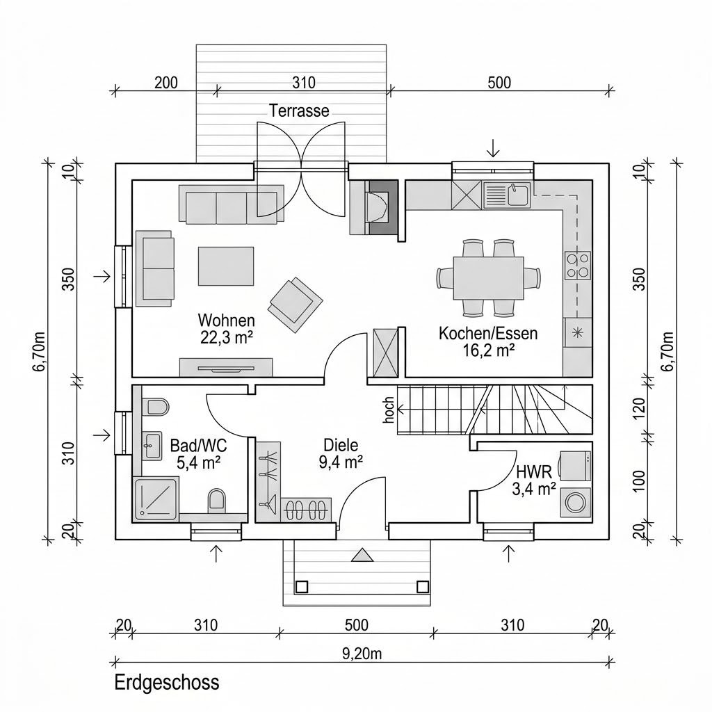 Grundriss Singlehaus Turmvilla 105 von LUXHAUS — 105 m², 3 Zimmer