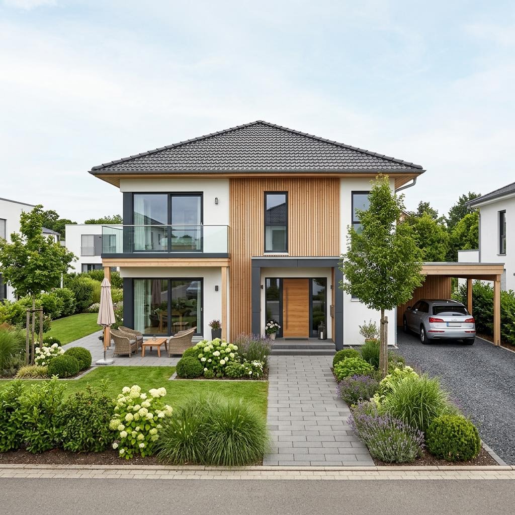 Luxusvilla & Designerhaus Walmdach 220 von LUXHAUS — diffusionsoffener Holzbau mit 220 m²