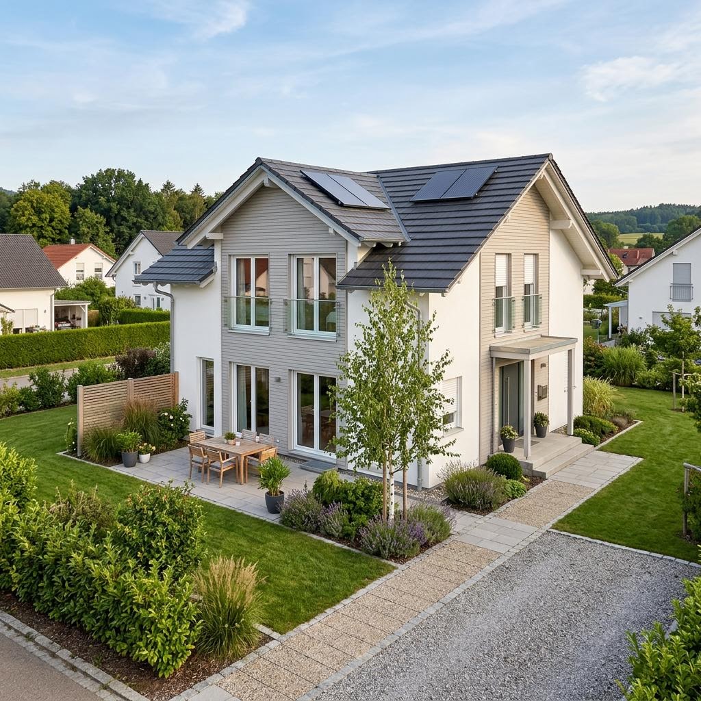 Einfamilienhaus Lifestyle Sattel 140 von massa haus mit Satteldach — 140 m²
