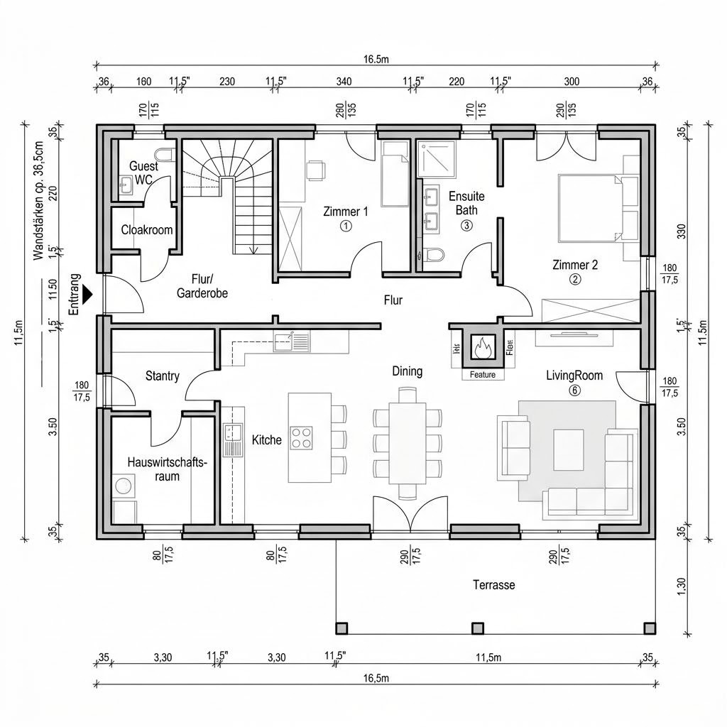 Grundriss LifeStyle 17.01 S von massa haus — 179 m², 6 Zimmer