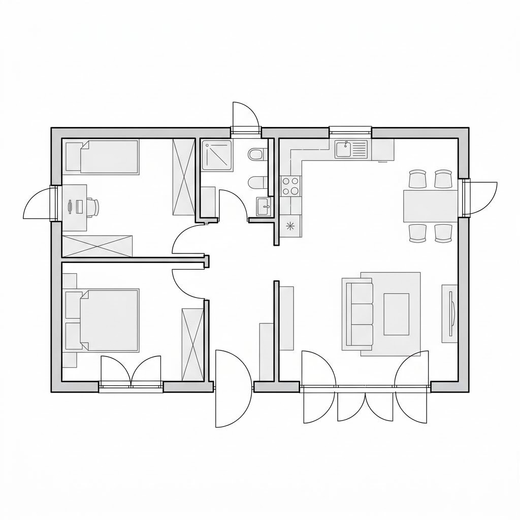 Grundriss ECO A2 von McCube — 60 m², 3 Zimmer