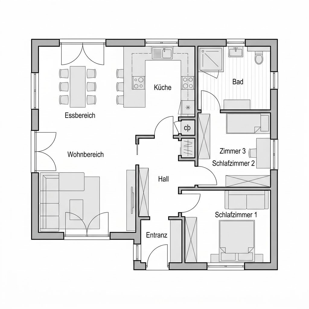 Grundriss ECO C Familie von McCube — 90 m², 4 Zimmer