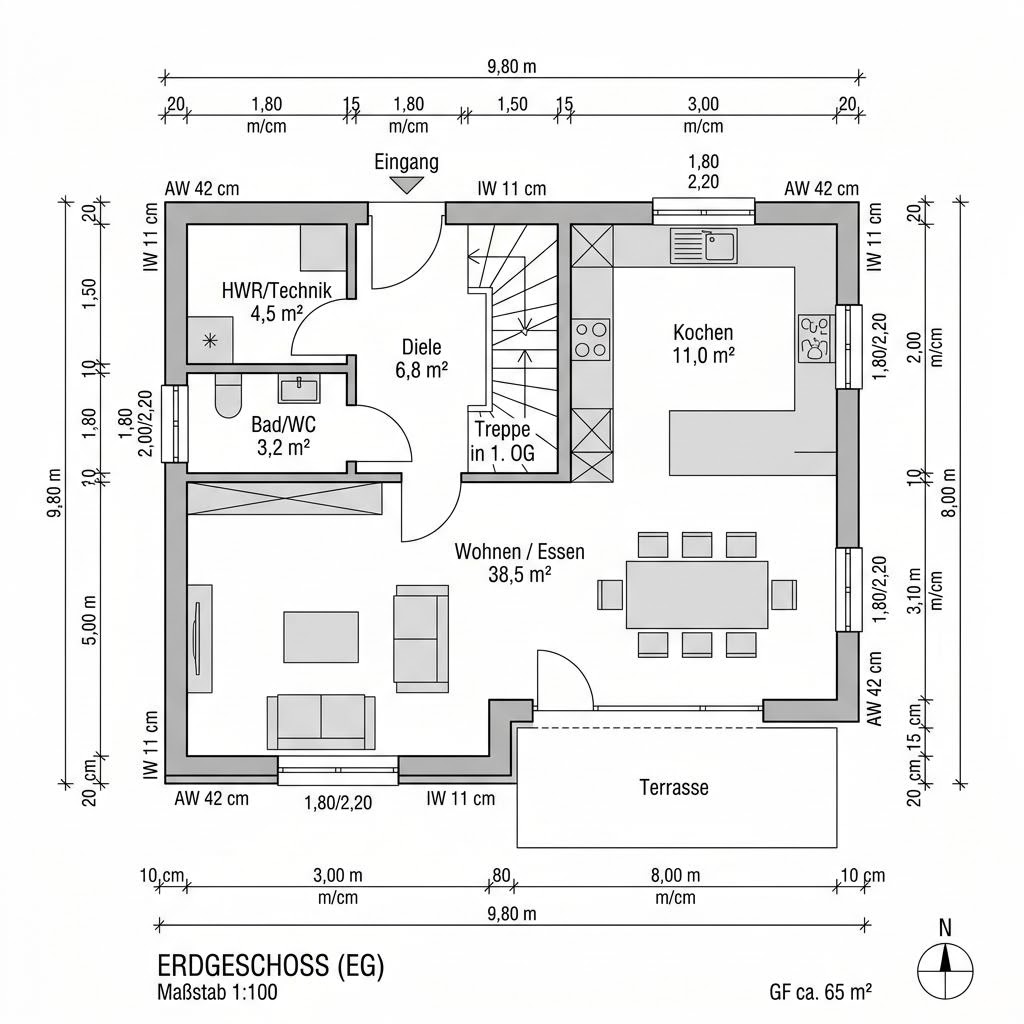 Grundriss Kubushaus Cube 130 von McCube — 130 m², 4 Zimmer