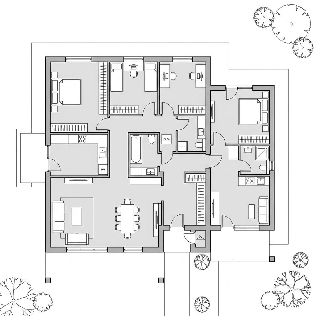 Grundriss FamilyStyle 26.01 S von massa haus — 232 m², 9 Zimmer