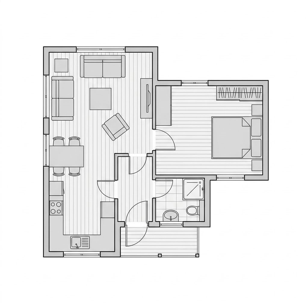 Grundriss F 10-049.9.1 FlyingSpace von SchwörerHaus — 49 m², 3 Zimmer