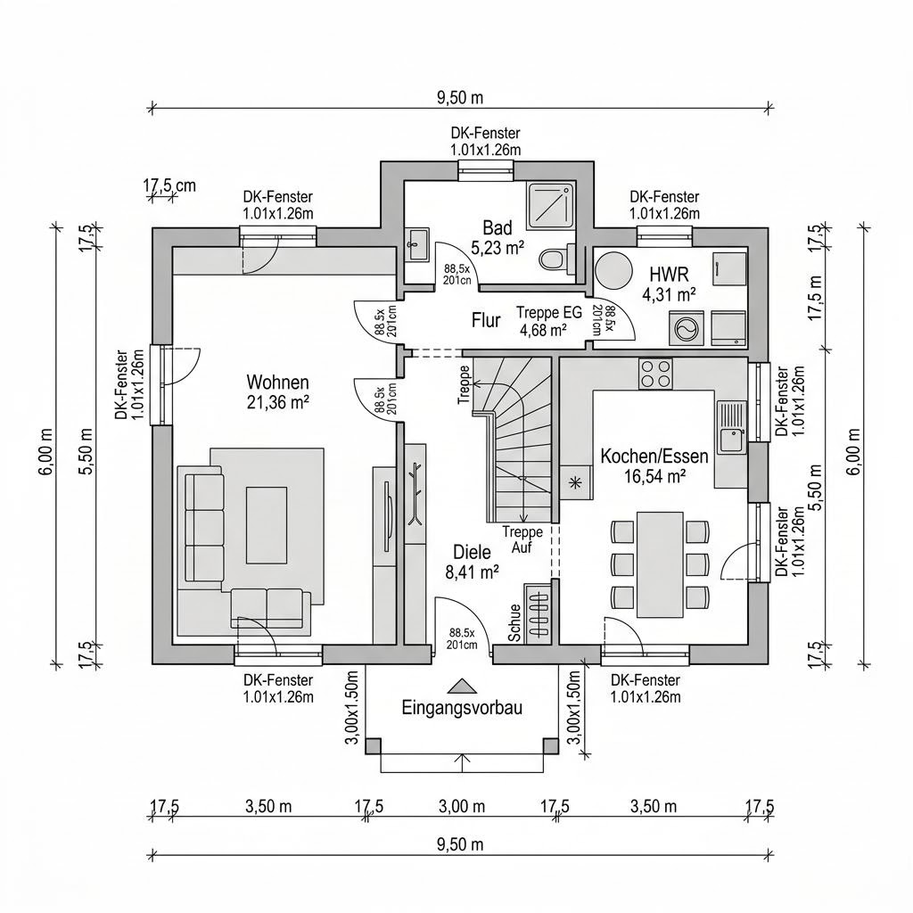 Grundriss Kapitänshaus Cuxhaven 112 von Nordic Haus — 112 m², 4 Zimmer