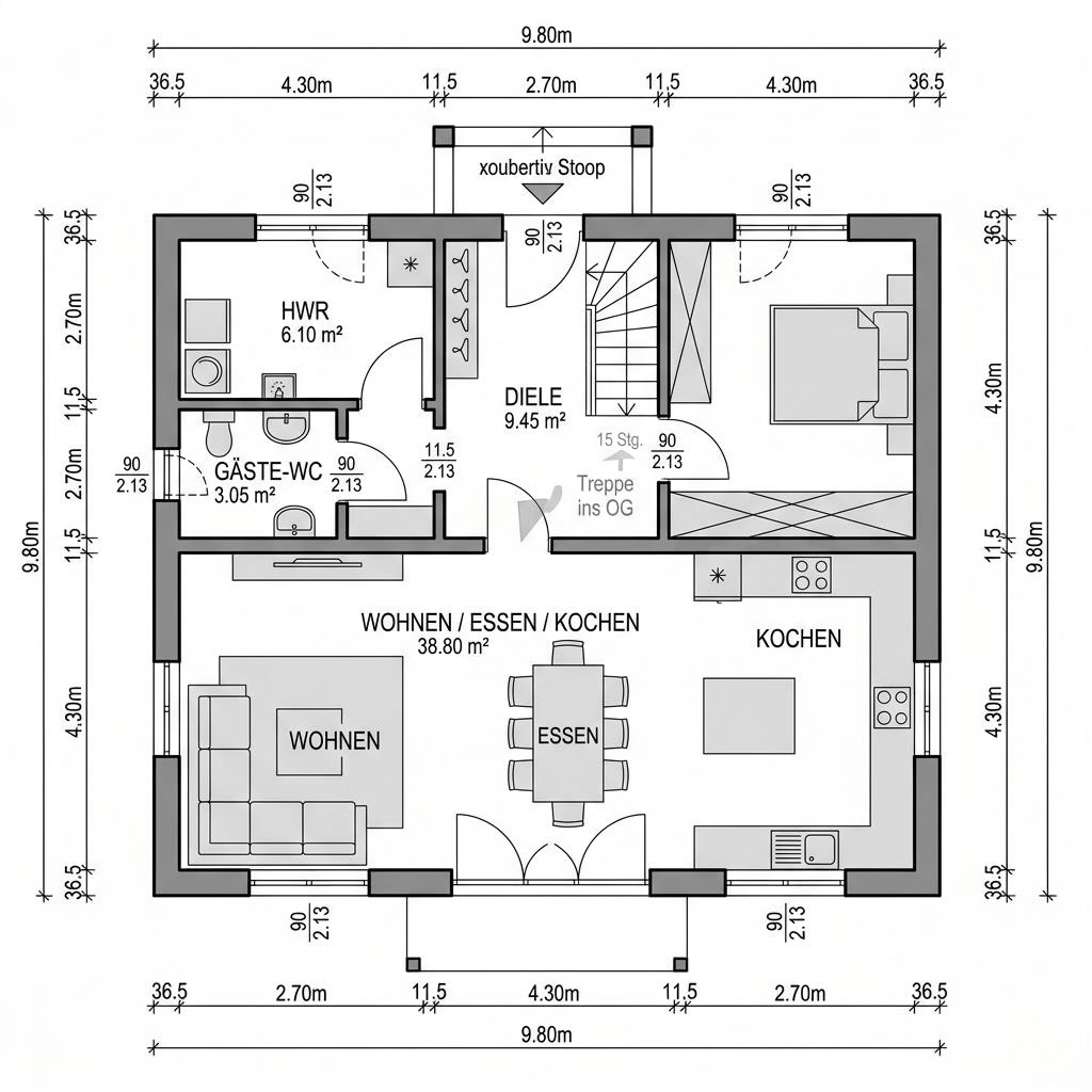 Grundriss Kapitänshaus Föhr 118 von Nordic Haus — 118 m², 4 Zimmer