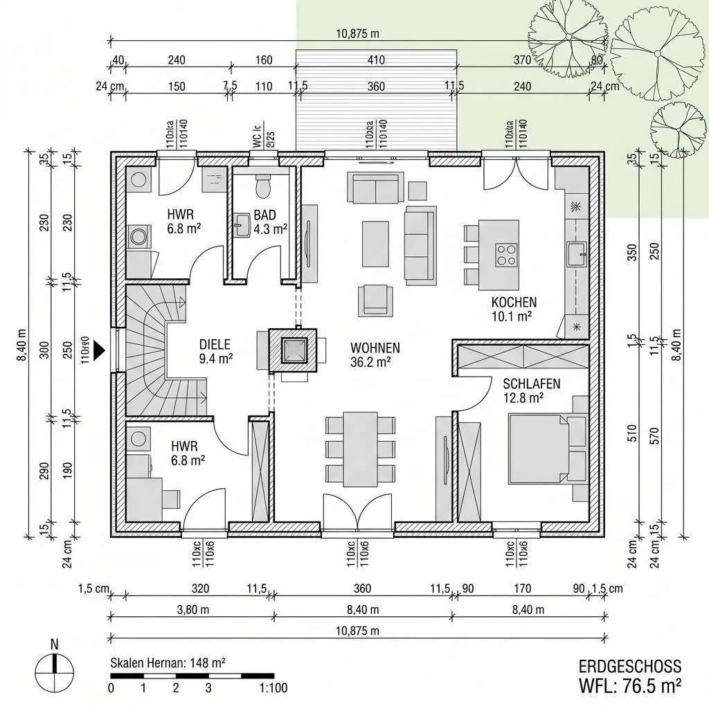 Grundriss Kapitänshaus Norderney 148 von Nordic Haus — 148 m², 5 Zimmer