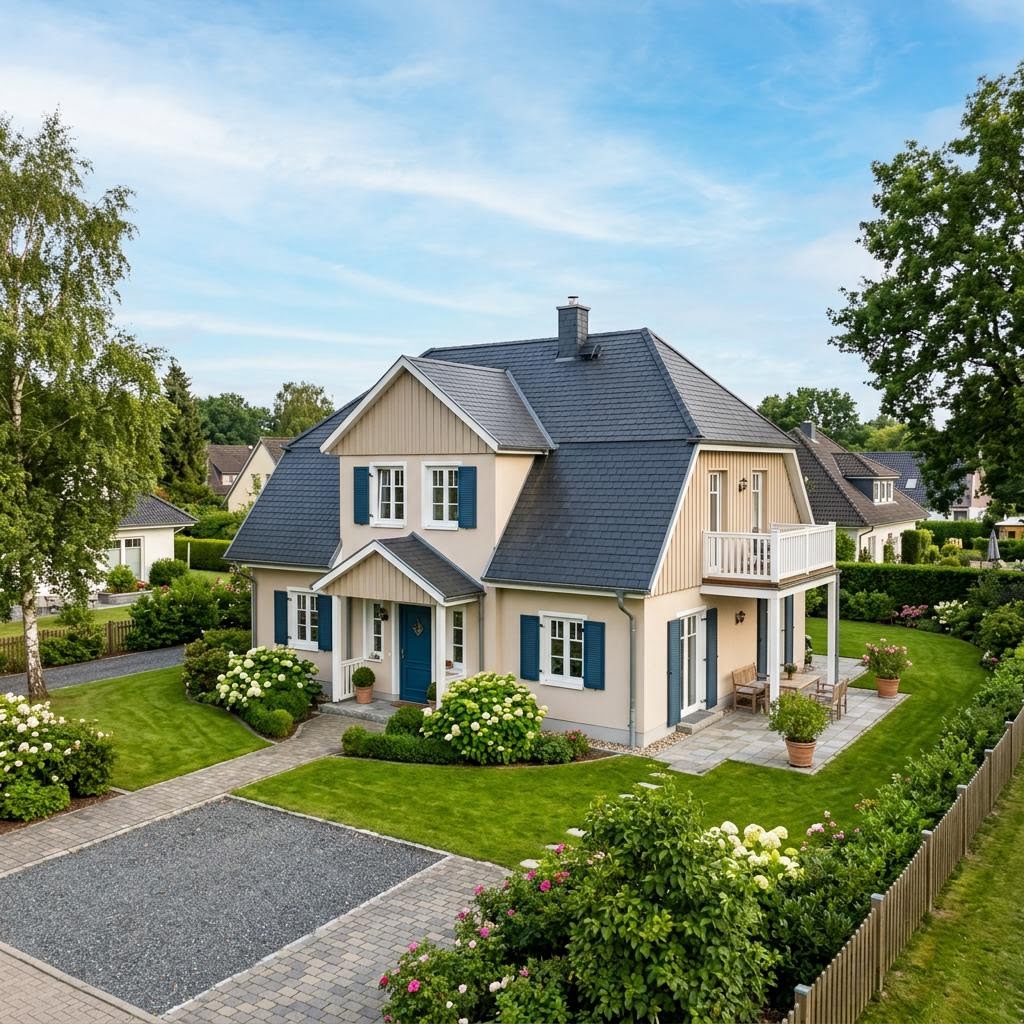 Kapitänshaus Sylt 142 von Nordic Haus mit Krüppelwalmdach in Reet-Optik — 142 m²