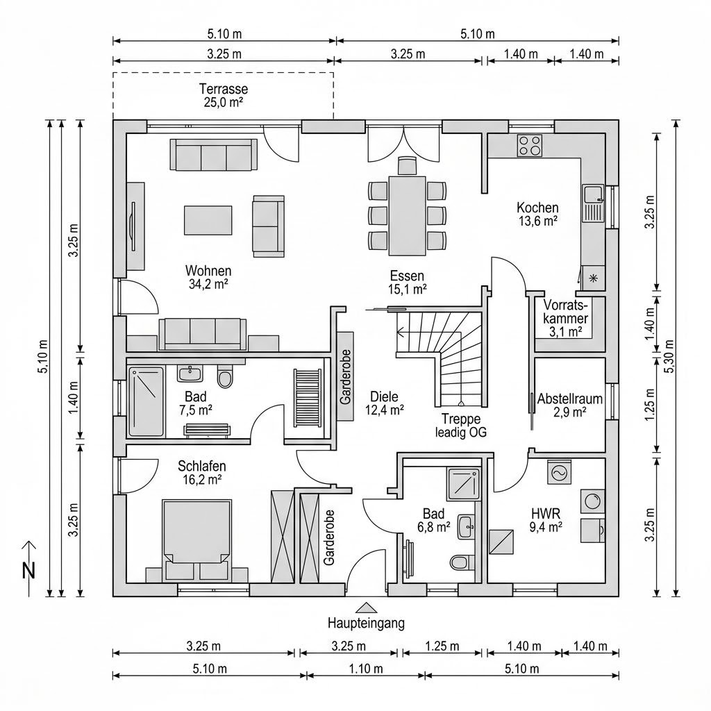 Grundriss Family Plus 230 von OKAL Haus — 230 m², 8 Zimmer