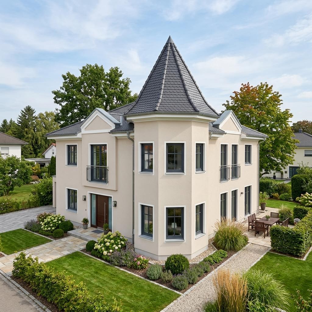 Stadtvilla Stadtvilla Turm 152 von OKAL Haus mit Turmdach — 152 m²