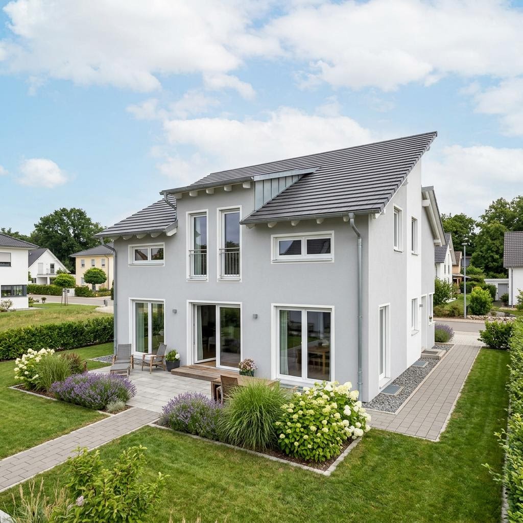 Einfamilienhaus Modern Pult 142 von P & P Massivhaus mit Pultdach — 142 m²