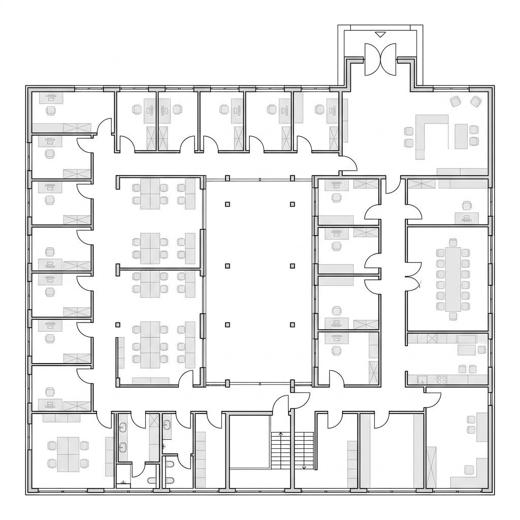 Grundriss Bürogebäude Vital-Businessgebäude von Regnauer Hausbau — 2000 m², 30 Zimmer