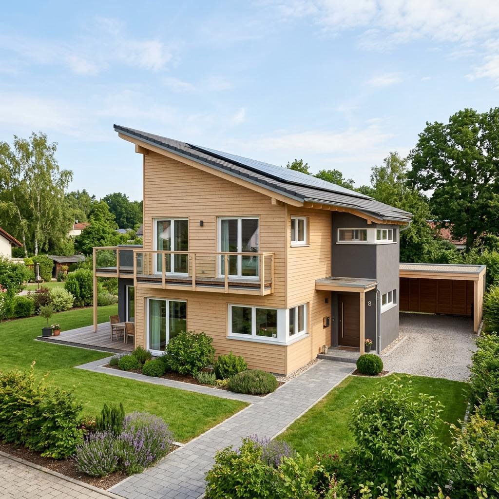 Holzhaus Inntal 128 von Regnauer Hausbau — Holzrahmenbau mit Pultdach und 128 m²