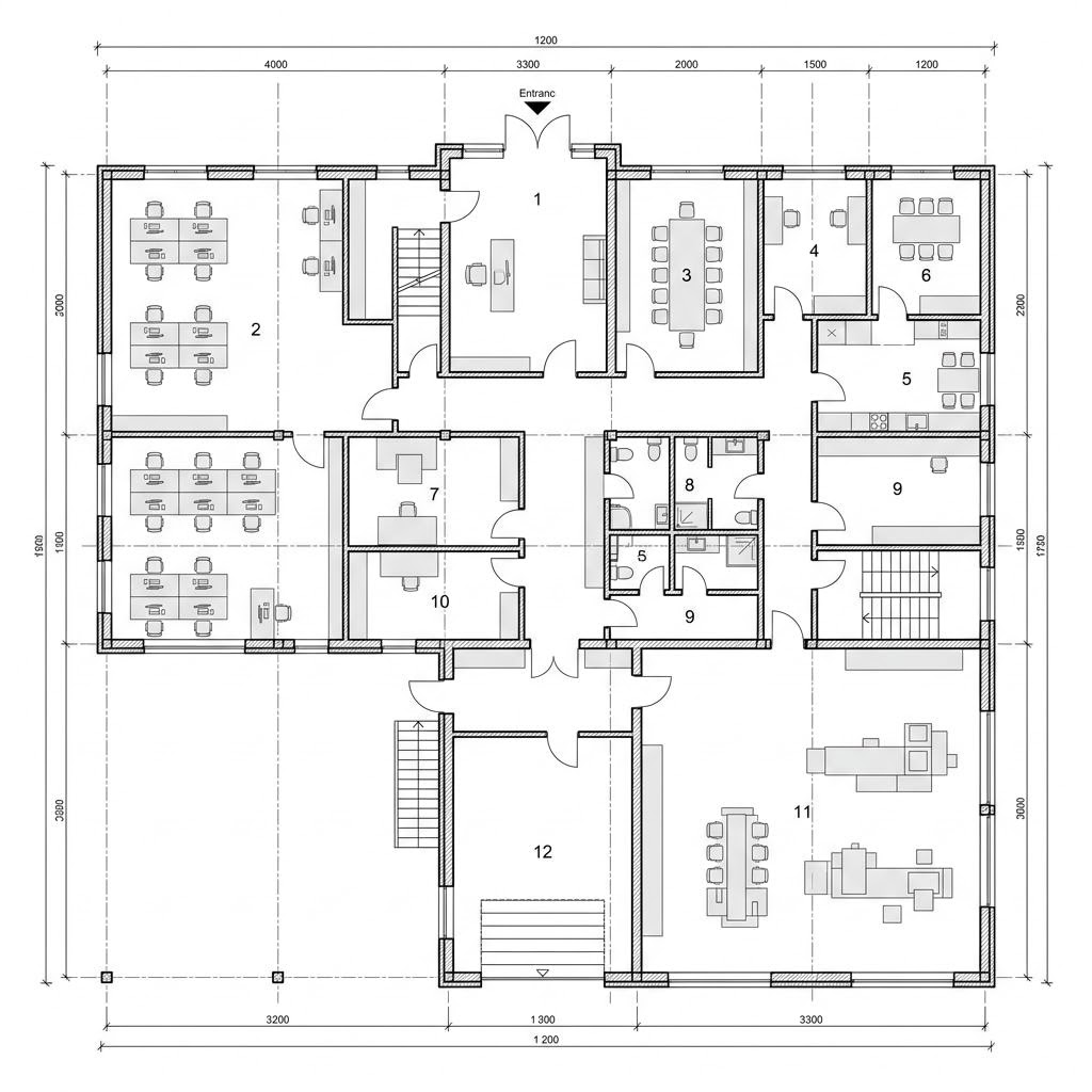 Grundriss Kindergarten Vital-Businessgebäude von Regnauer Hausbau — 1200 m², 12 Zimmer