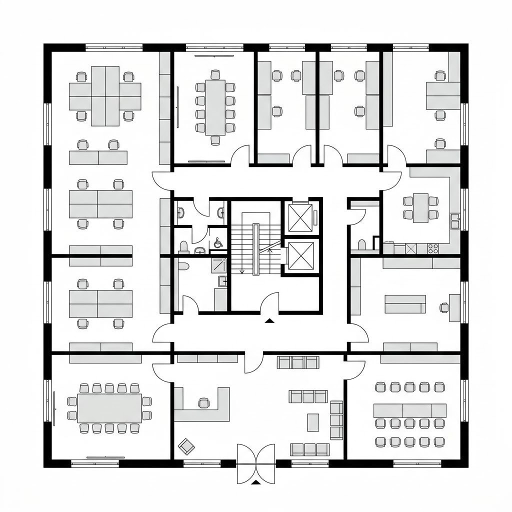 Grundriss Verkaufsgebäude Vital-Businessgebäude von Regnauer Hausbau — 900 m², 8 Zimmer