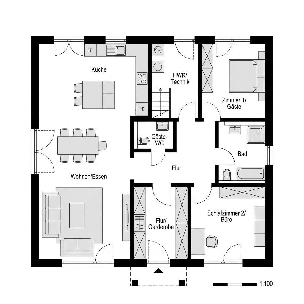 Grundriss Clou 123.1 von RENSCH-HAUS — 126 m², 4 Zimmer