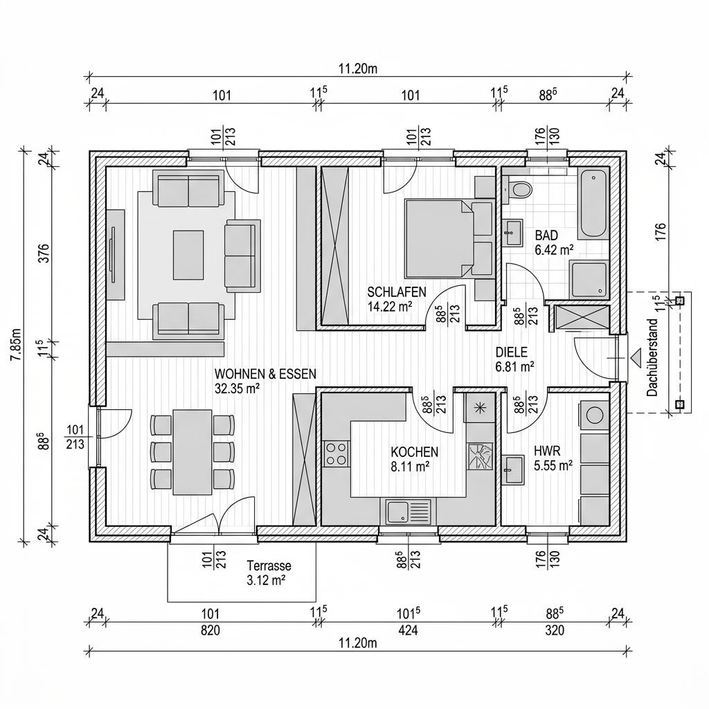 Grundriss Singlehaus Solo 88 von RENSCH-HAUS — 88 m², 3 Zimmer
