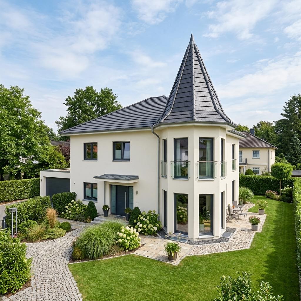 Stadtvilla Villa Turm 158 von RENSCH-HAUS mit Turmdach — 158 m²
