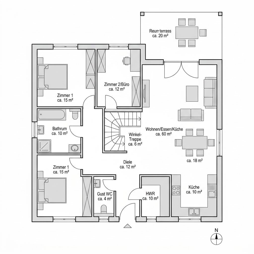Grundriss SHA 2 von ScanHaus Marlow — 140 m², 5 Zimmer
