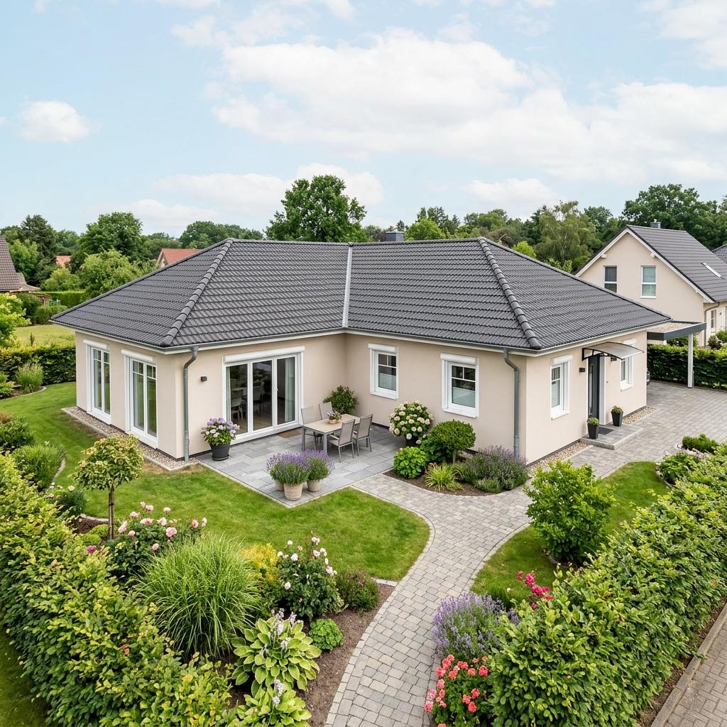 Winkelbungalow Winkelbungalow WB 130 Atrium von ScanHaus Marlow — Holztafelbau mit 130 m²