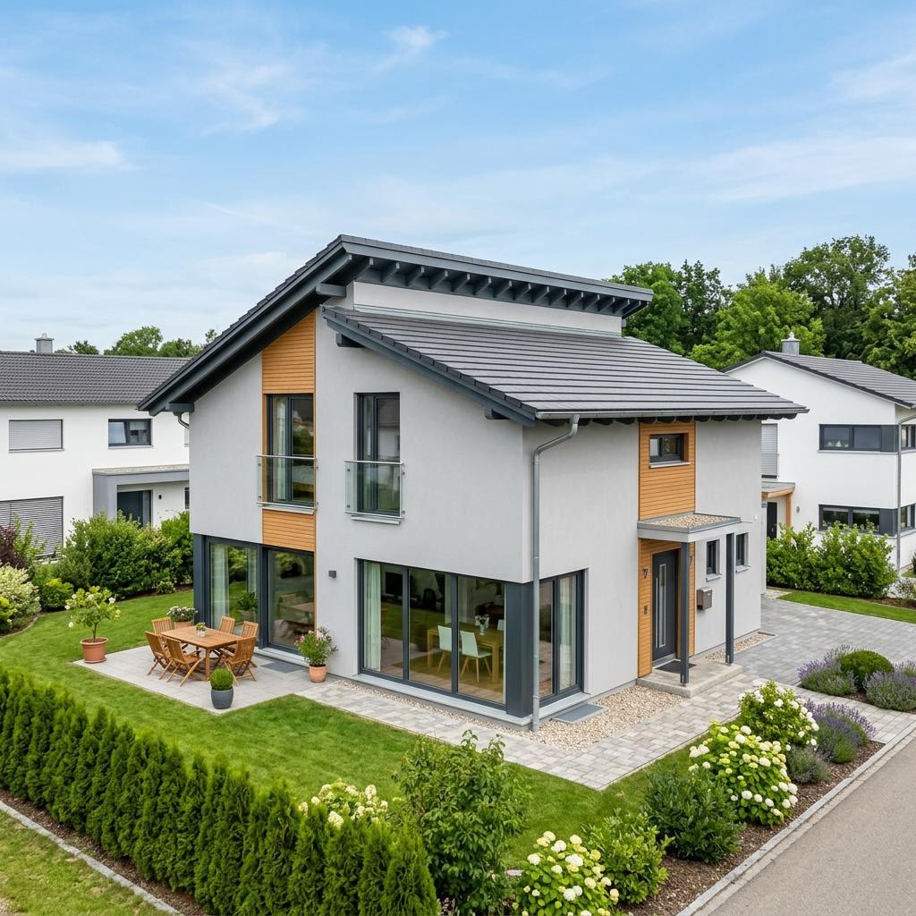 Einfamilienhaus Solitaire VP 128 von Schwabenhaus mit Versetztes Pultdach — 128 m²
