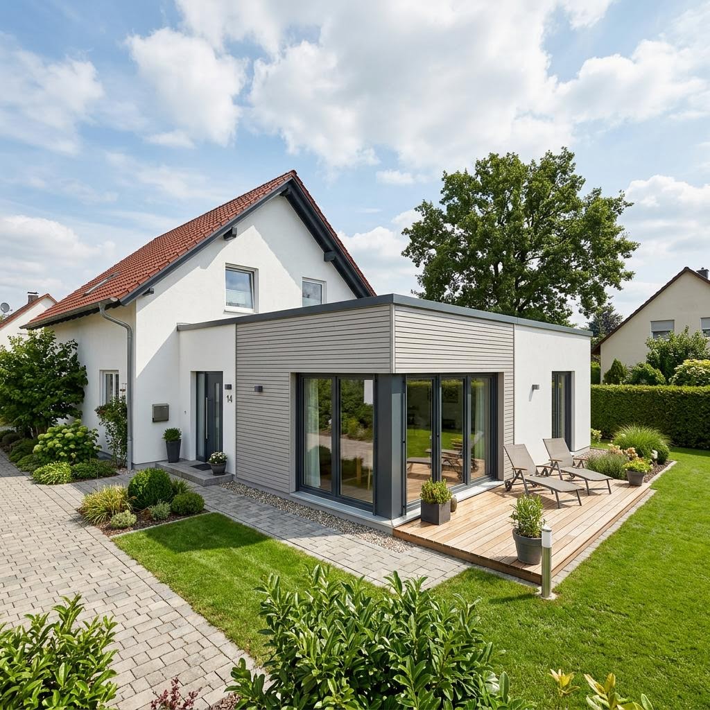 Anbau-Modul FlyingSpace Anbau 40 von SchwörerHaus mit Flachdach — Fertighaus-Wohnmodul mit 40 m²